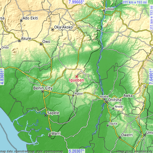 Topographic map of Igueben