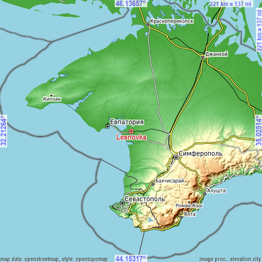 Topographic map of Lesnovka