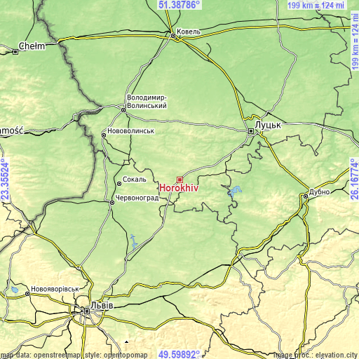 Topographic map of Horokhiv