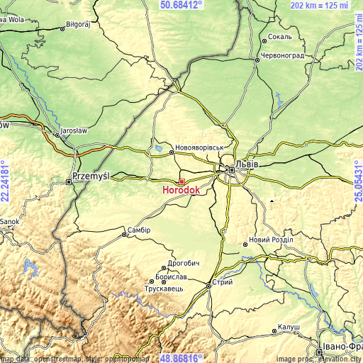 Topographic map of Horodok