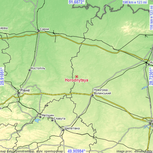 Topographic map of Horodnytsya