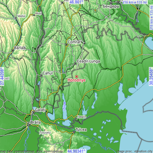 Topographic map of Horodnye