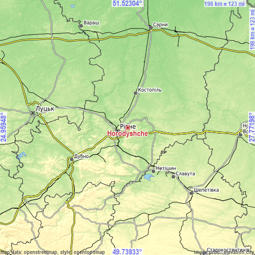 Topographic map of Horodyshche