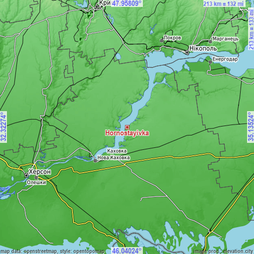 Topographic map of Hornostayivka