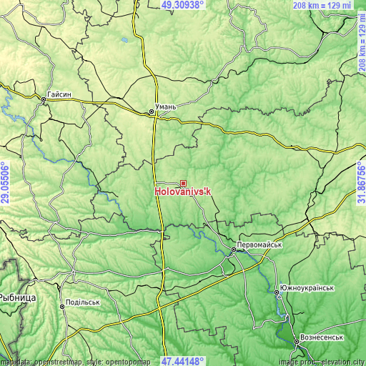 Topographic map of Holovanivs’k