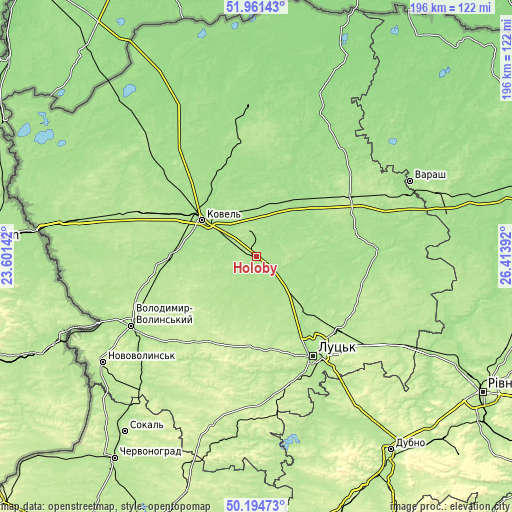 Topographic map of Hołoby