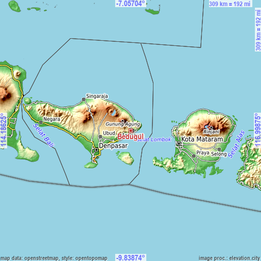 Topographic map of Bedugul