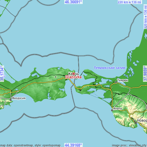 Topographic map of Glazovka