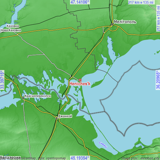 Topographic map of Heniches’k