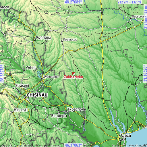 Topographic map of Zakharivka