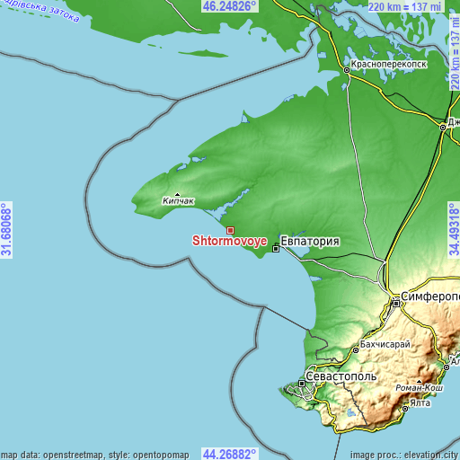 Topographic map of Shtormovoye