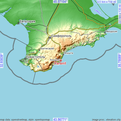 Topographic map of Partenit