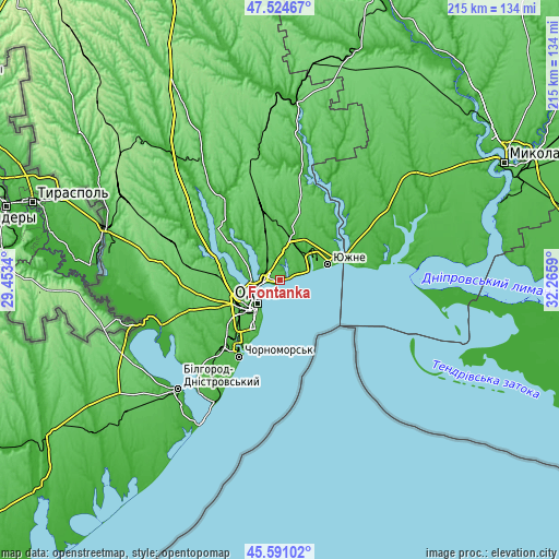 Topographic map of Fontanka