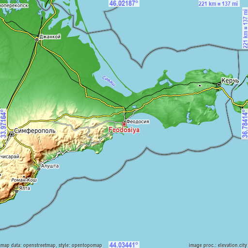 Topographic map of Feodosiya