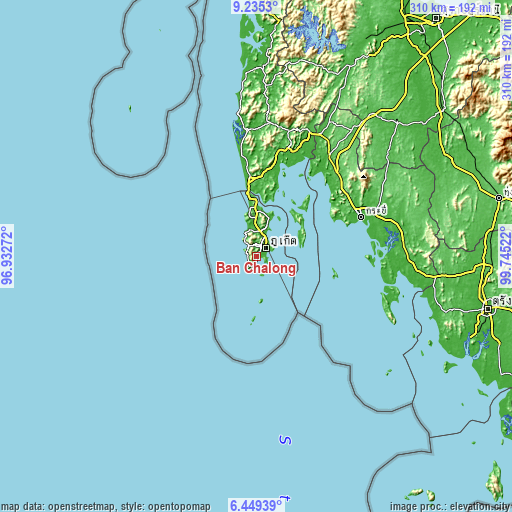 Topographic map of Ban Chalong