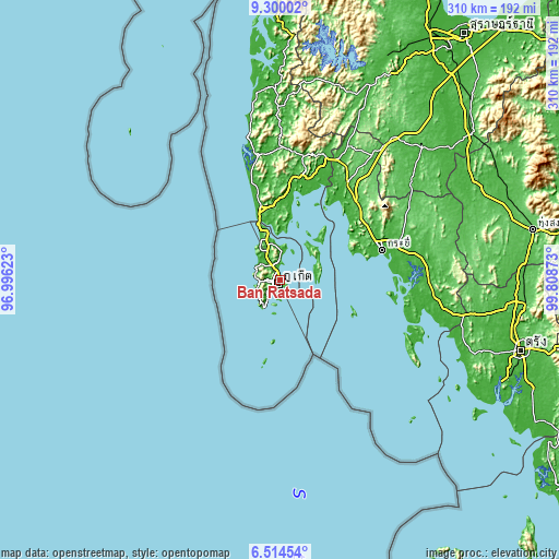 Topographic map of Ban Ratsada