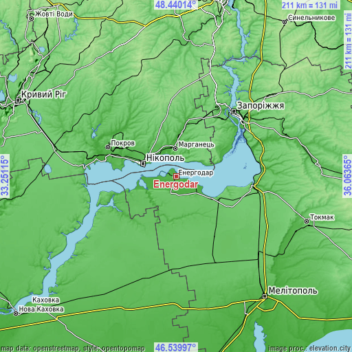 Topographic map of Energodar