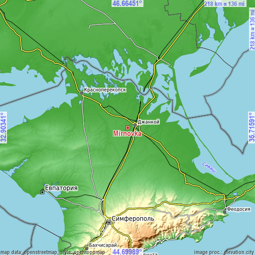 Topographic map of Mirnovka