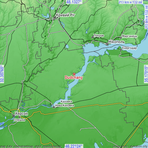 Topographic map of Dudchany