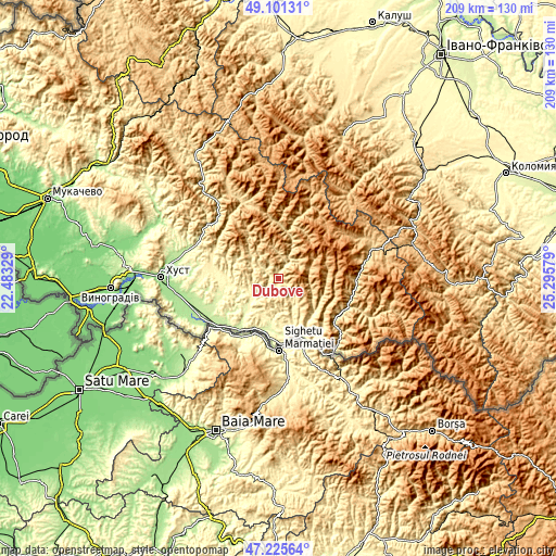 Topographic map of Dubove