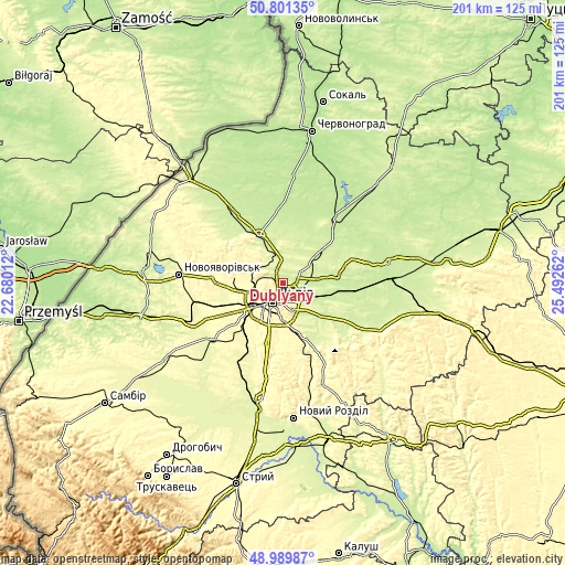 Topographic map of Dublyany