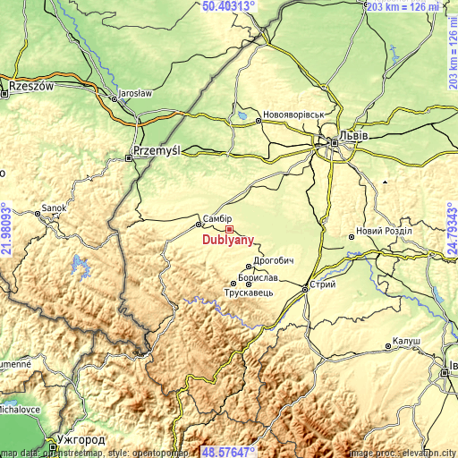 Topographic map of Dublyany