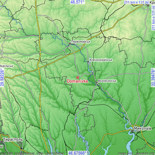 Topographic map of Domanivka