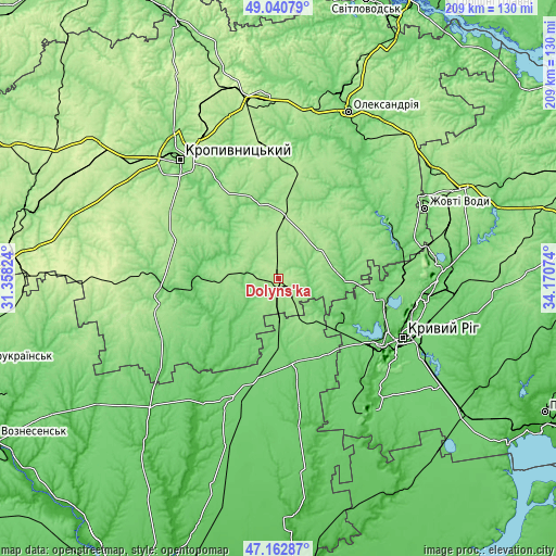 Topographic map of Dolyns'ka