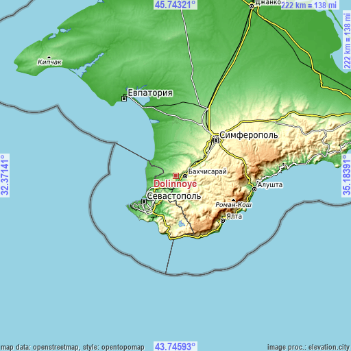 Topographic map of Dolinnoye