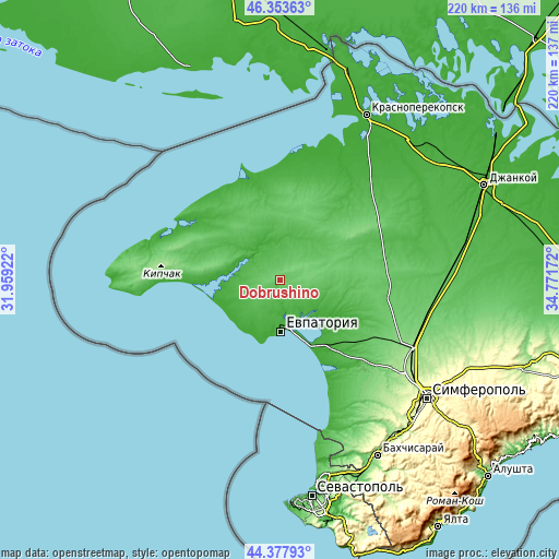 Topographic map of Dobrushino