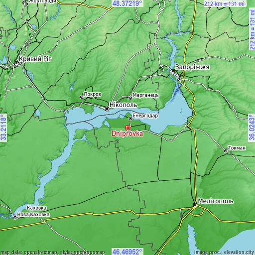 Topographic map of Dniprovka