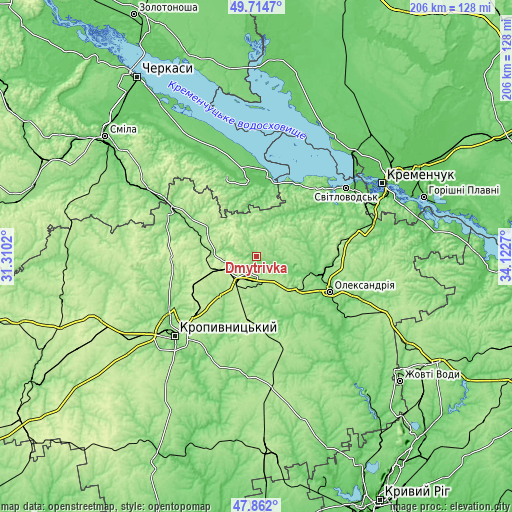 Topographic map of Dmytrivka