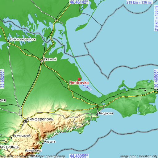 Topographic map of Dmitrovka