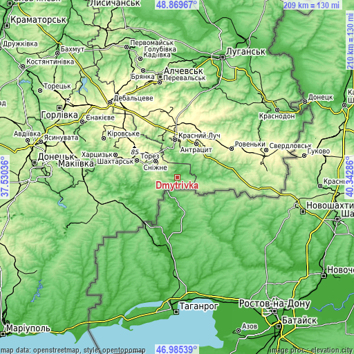 Topographic map of Dmytrivka