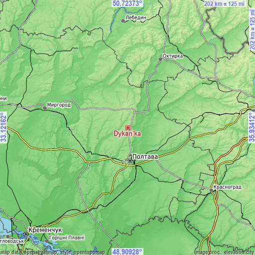 Topographic map of Dykan’ka