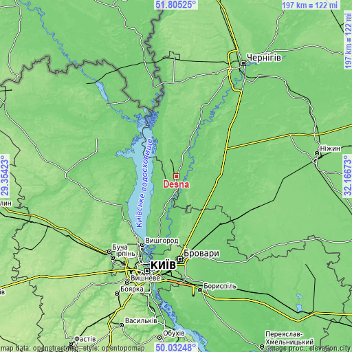 Topographic map of Desna