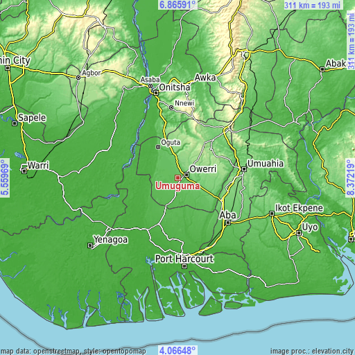 Topographic map of Umuguma