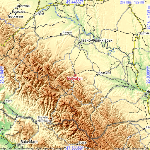 Topographic map of Delyatyn