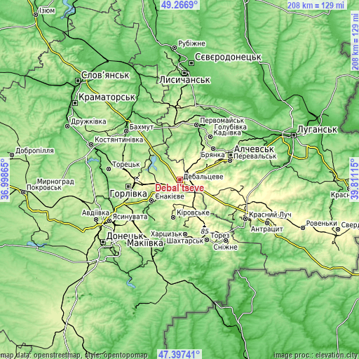 Topographic map of Debal’tseve