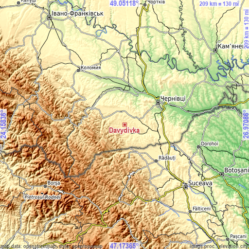 Topographic map of Davydivka