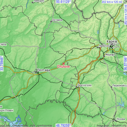 Topographic map of Chutove