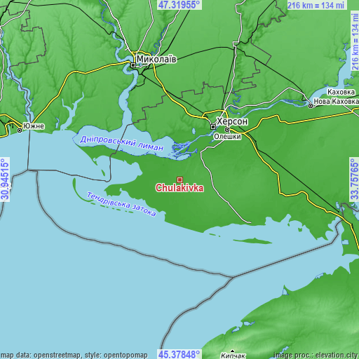 Topographic map of Chulakivka