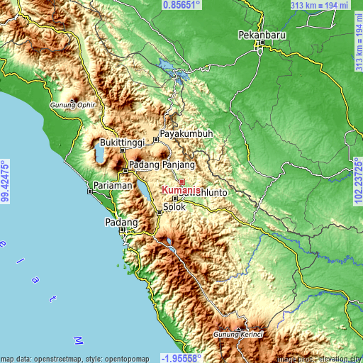 Topographic map of Kumanis