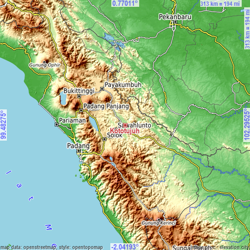 Topographic map of Kototujuh