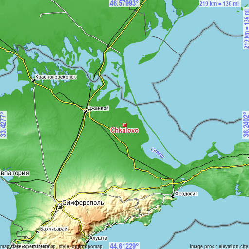 Topographic map of Chkalovo