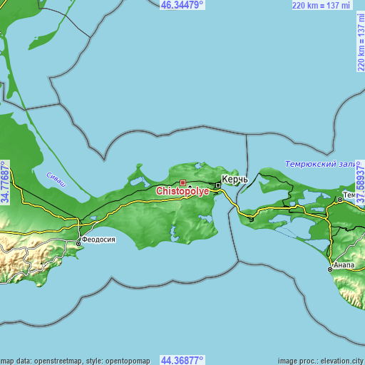 Topographic map of Chistopolye