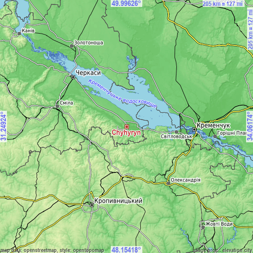 Topographic map of Chyhyryn