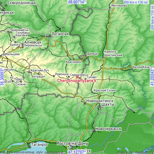 Topographic map of Chervonopartyzans’k