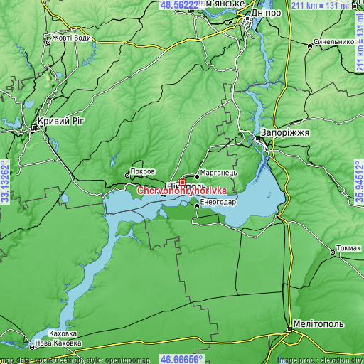 Topographic map of Chervonohryhorivka