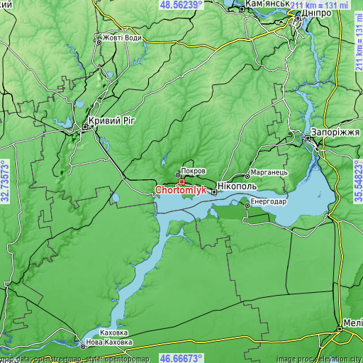 Topographic map of Chortomlyk